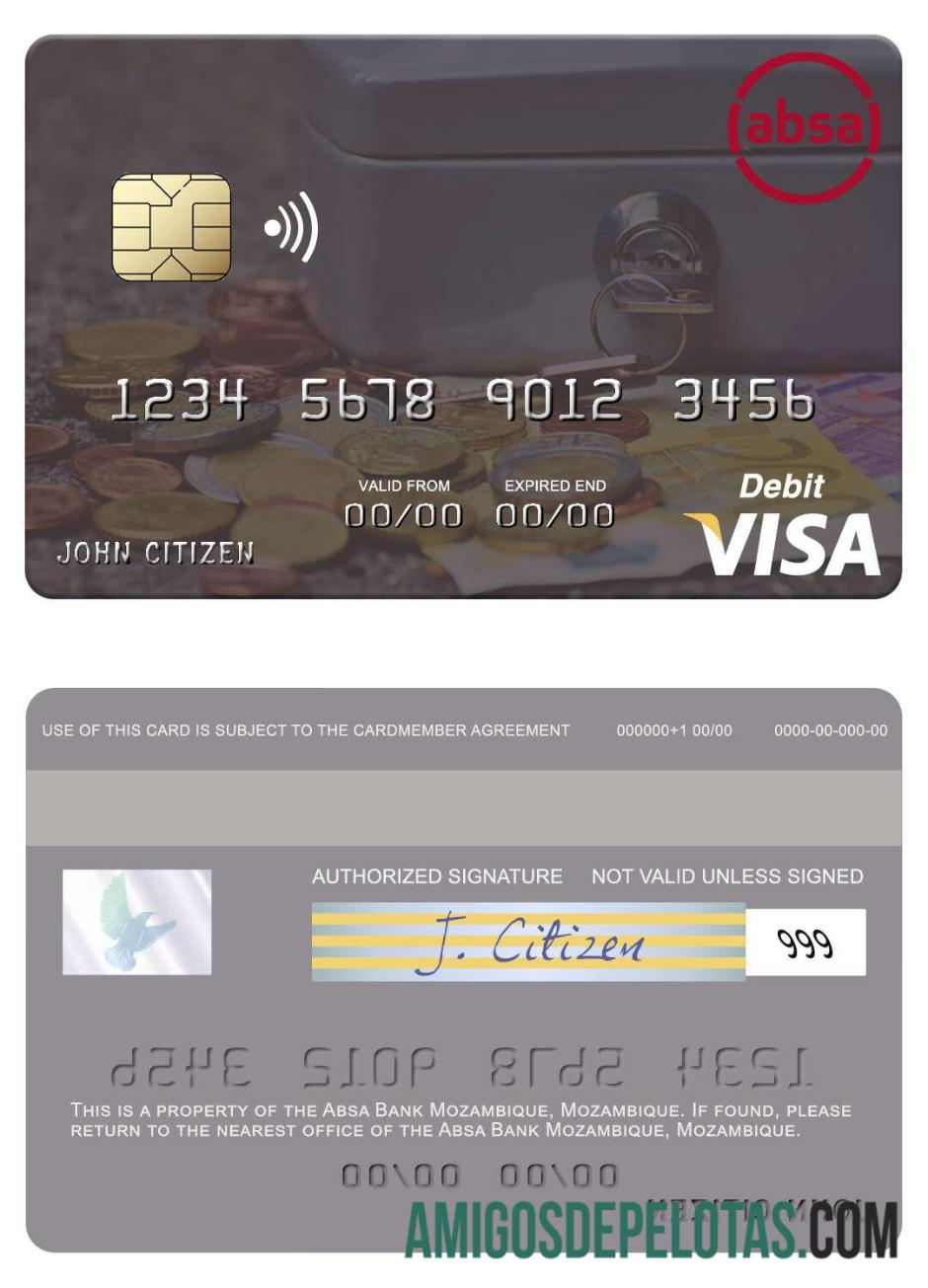 Mozambique Absa Bank Mozambique Visa Debit Card template
